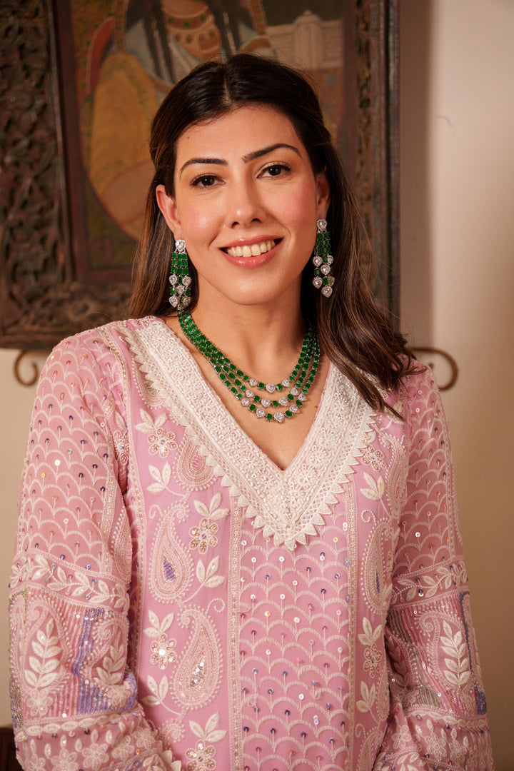 Barsha Emerald Diamond Long Set