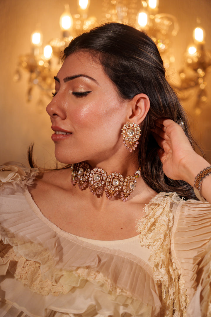 Anura Pink Polki Choker