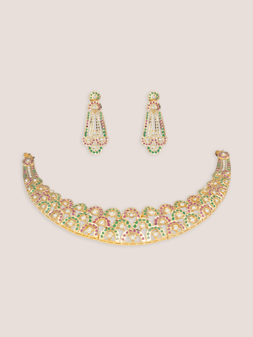 Nyra Multicolor Jadau Necklace Set - alternate view