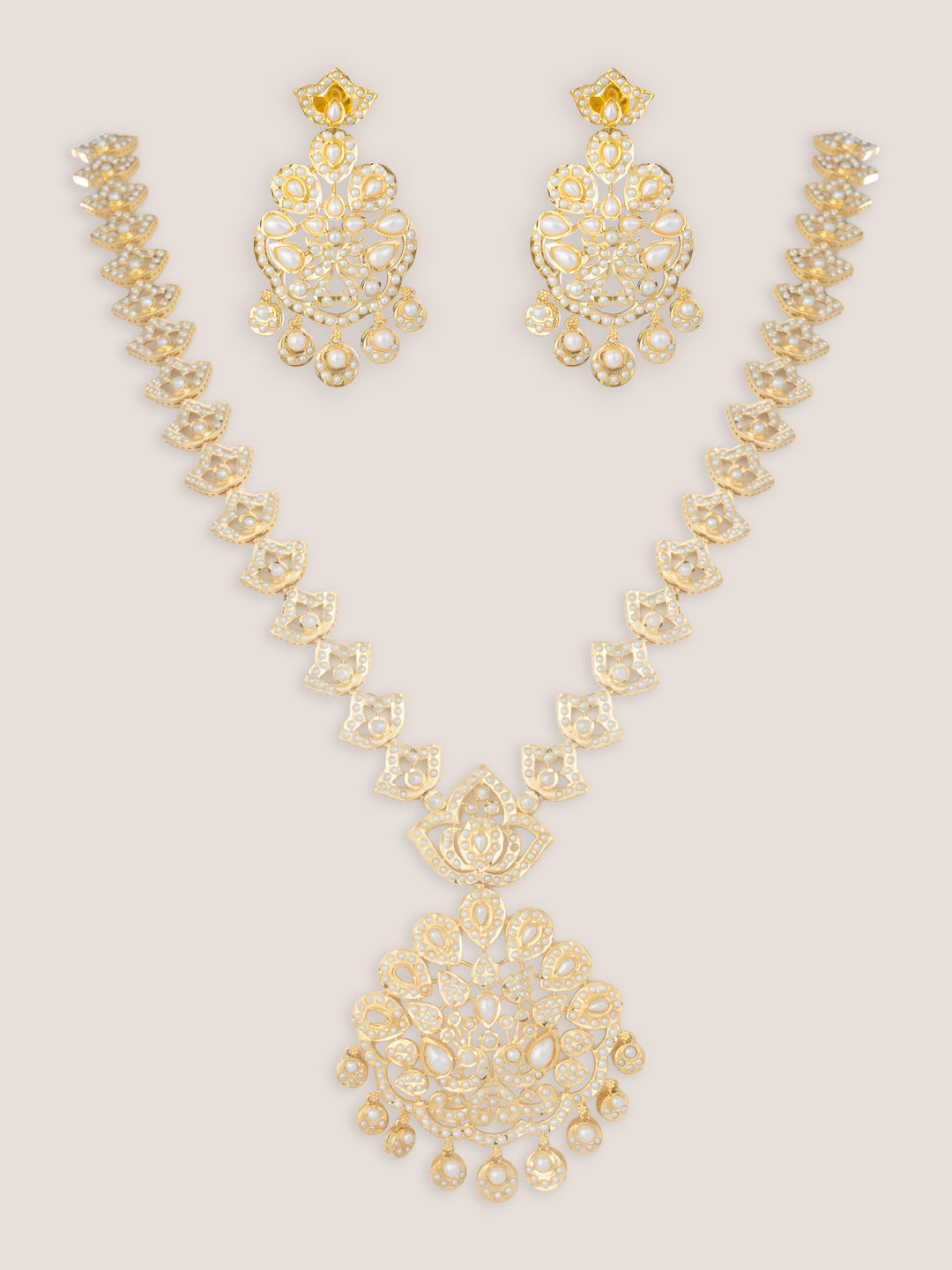 Nakesha Gold Finish Jadau Long Set