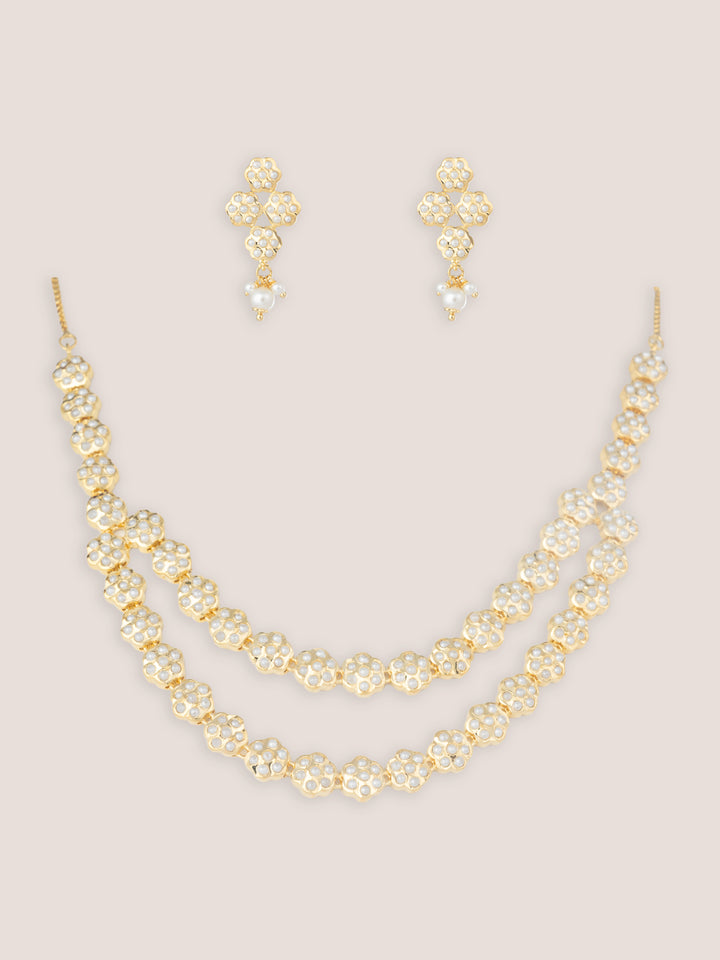 Neena White Gold Finish Jadau Long Set