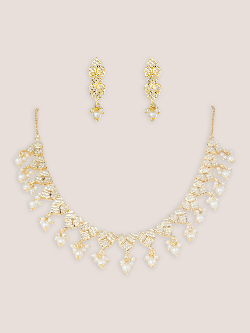 Aishani Gold Finish Jadau Necklace Set - alternate view