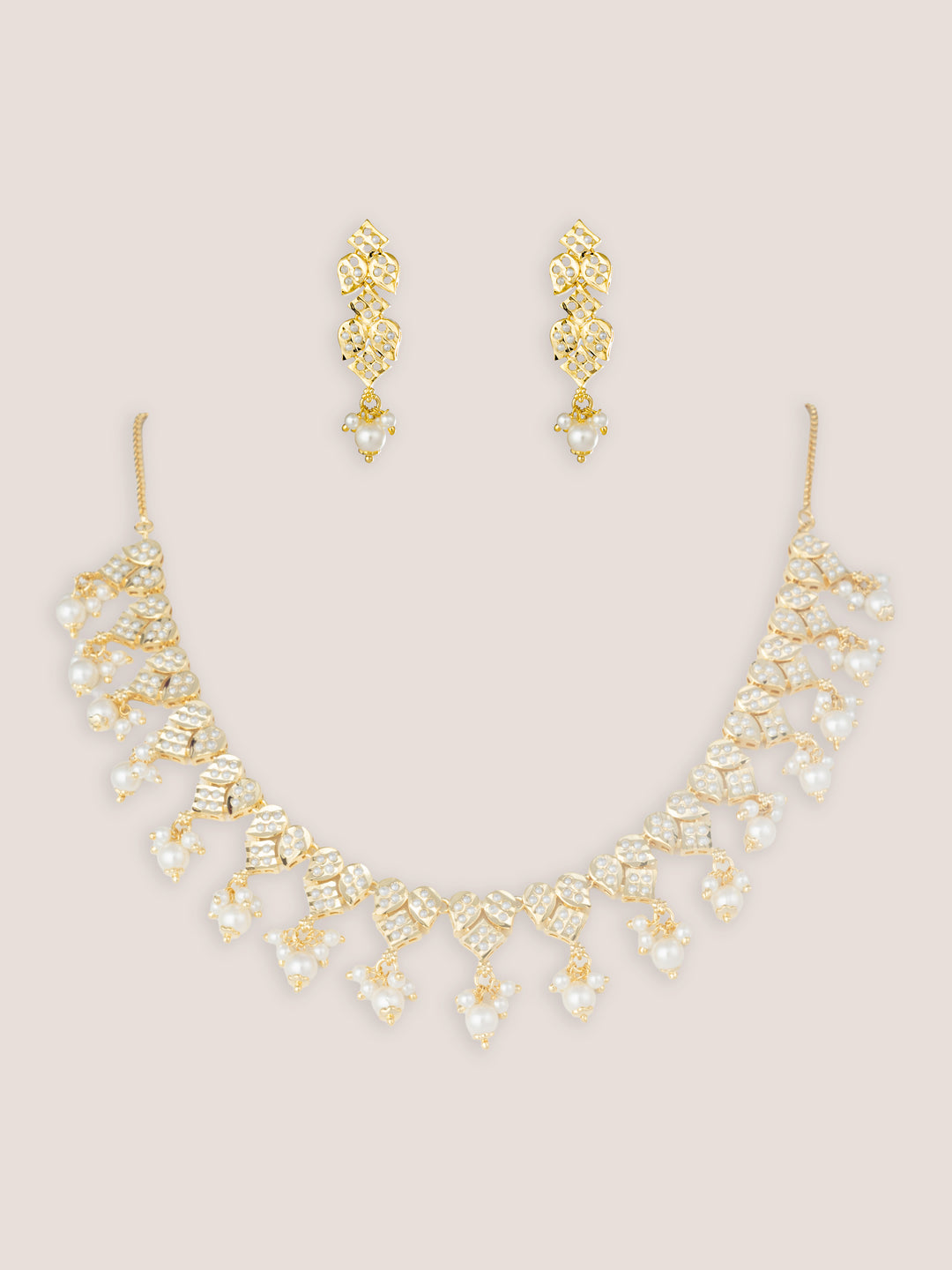 Aishani Gold Finish Jadau Necklace Set