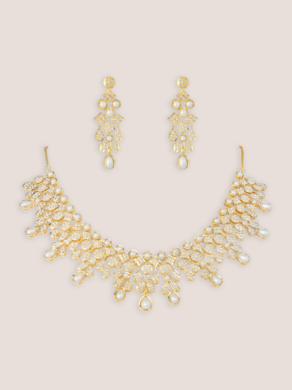 Vaidehi Gold Finish Jadau Necklace Set - alternate view