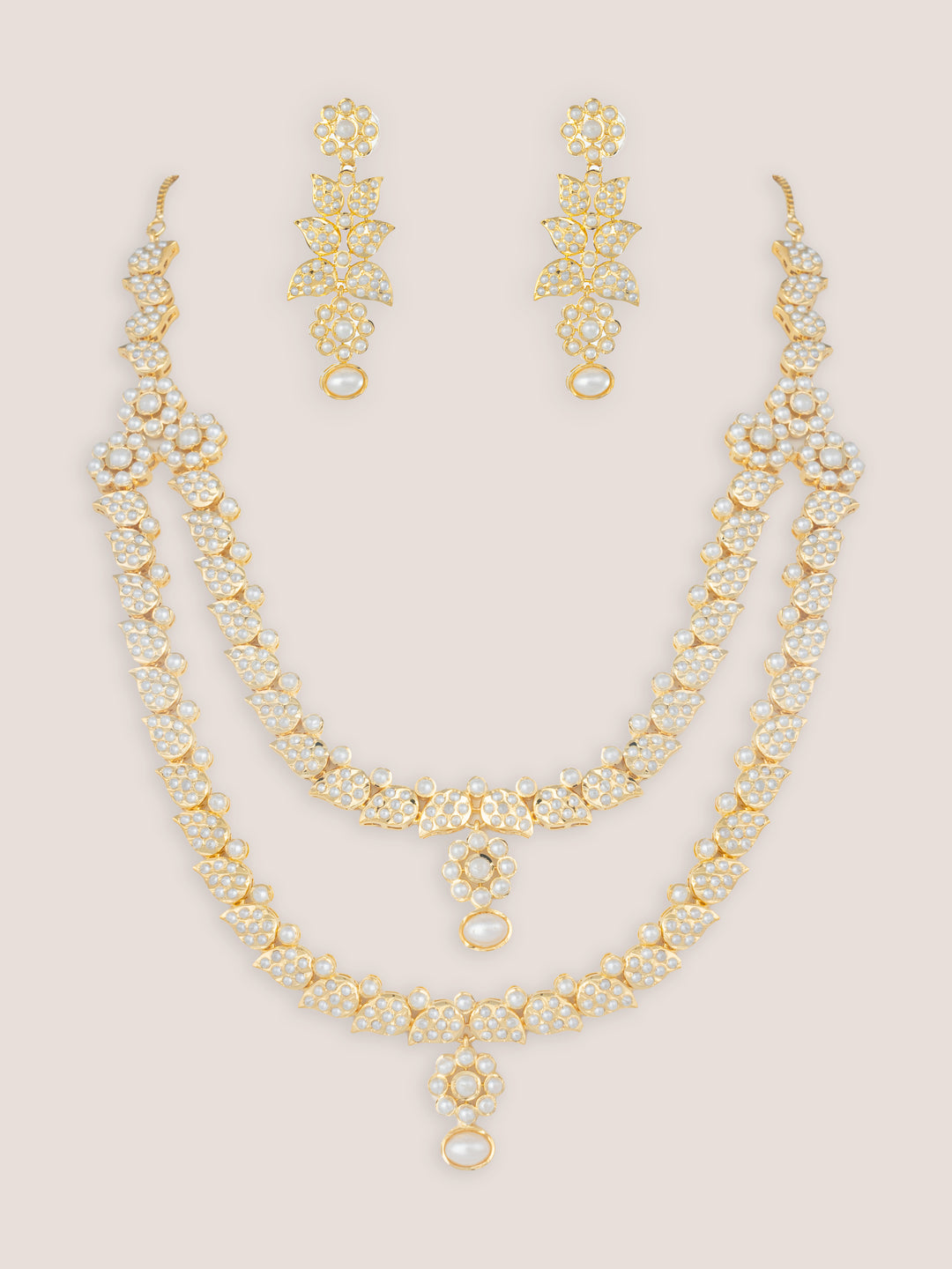Manasvi Gold Finish Jadau Long Set