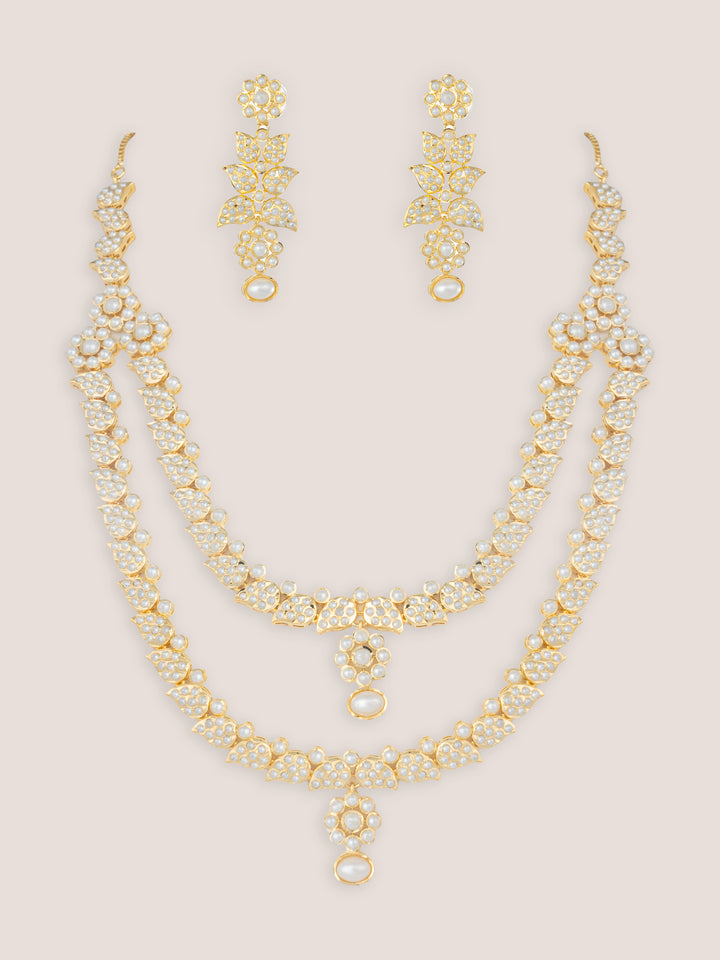 Manasvi Gold Finish Jadau Long Set