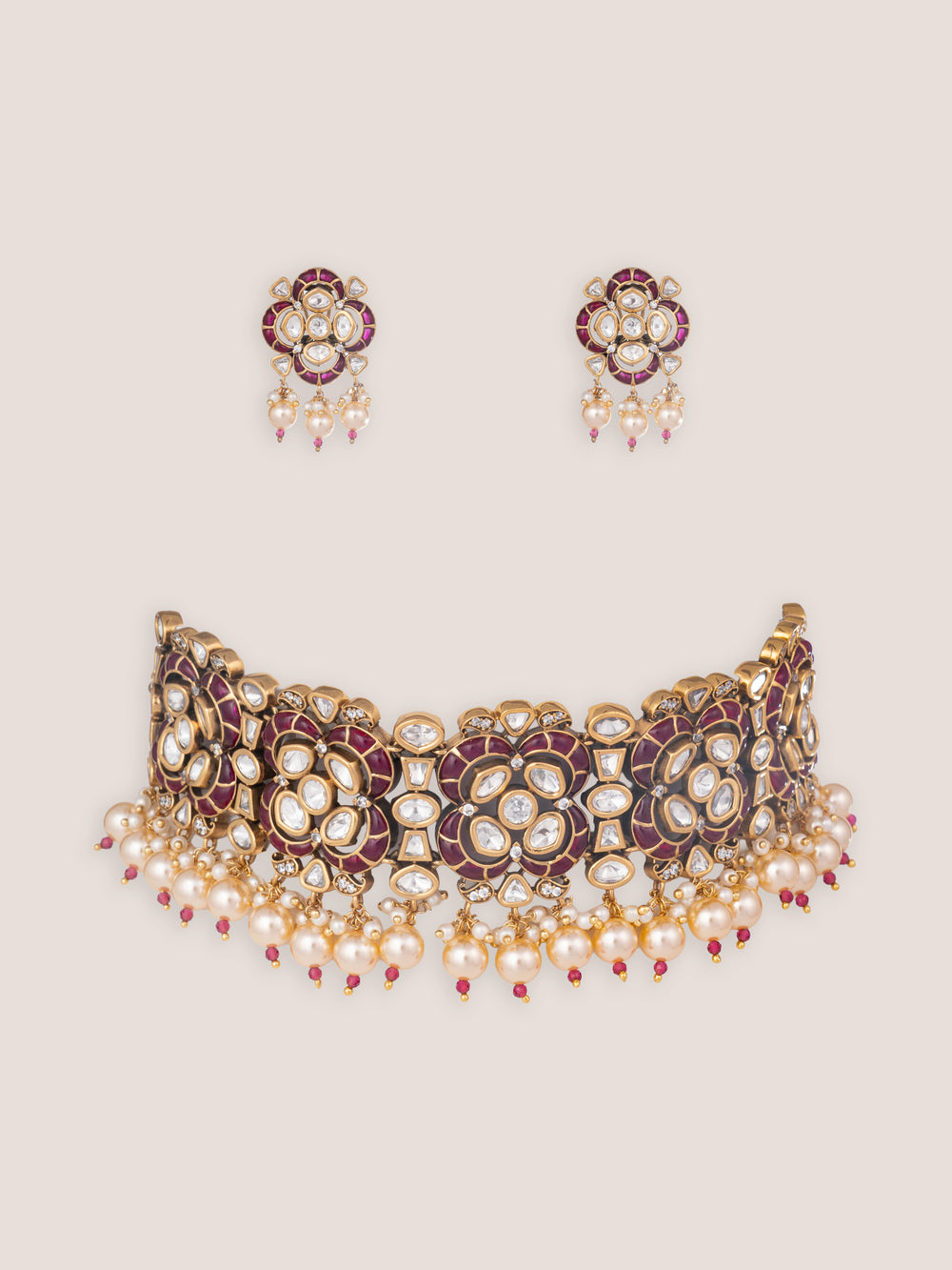 Rishika Pink Kundan Choker - alternate view