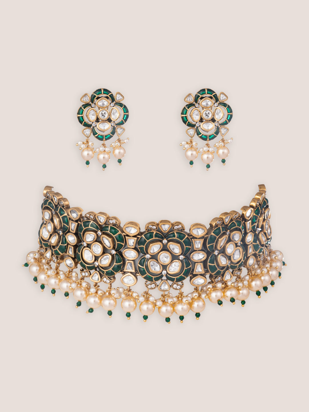 Rishika Green Kundan Choker