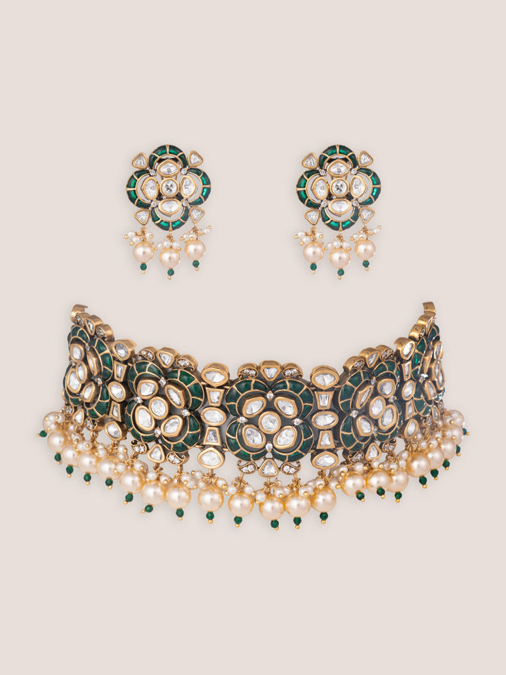 Rishika Green Kundan Choker