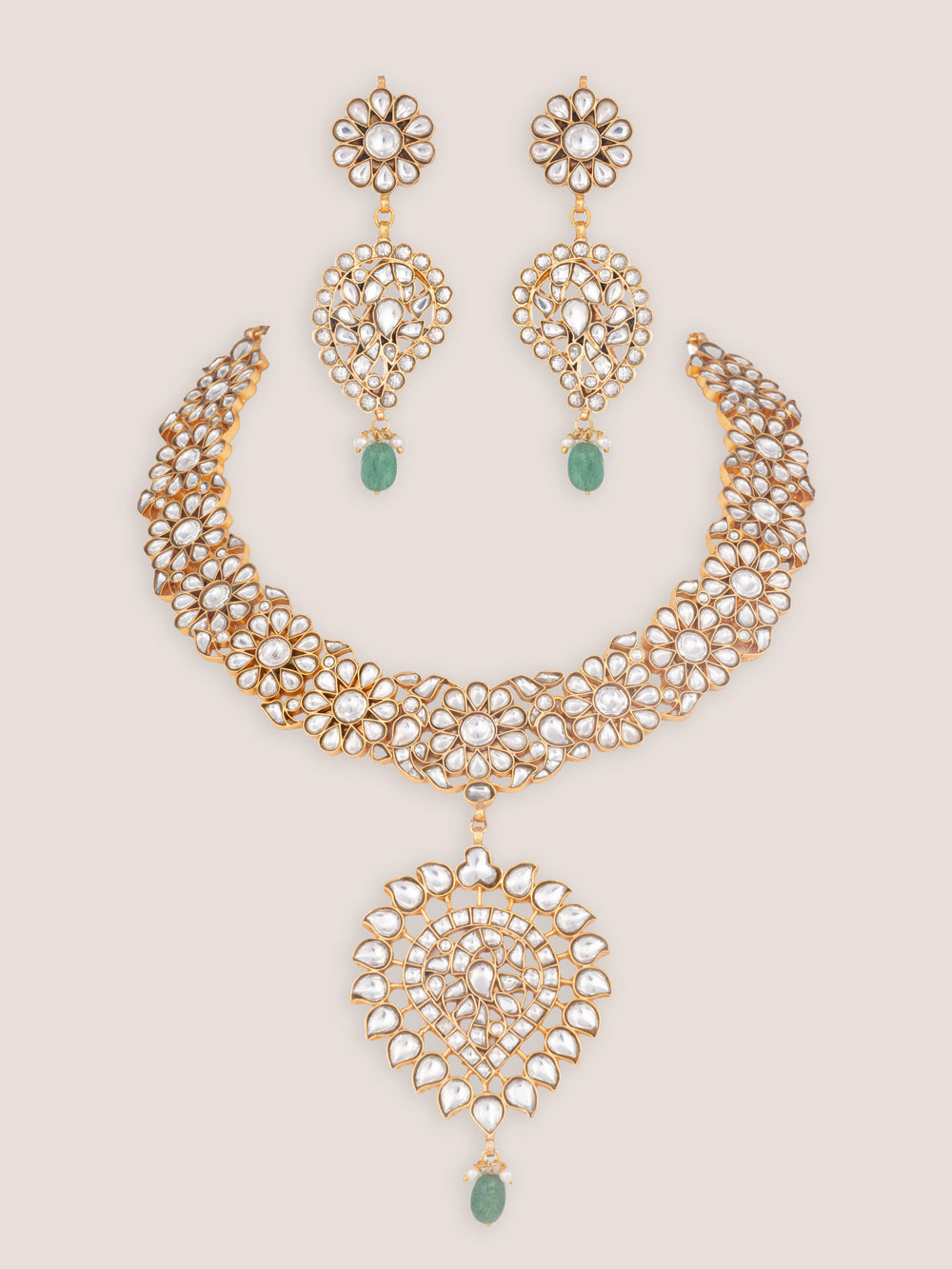 Kaira Gold Finish Kundan Long Set - Zevar by Geeta - alternate view