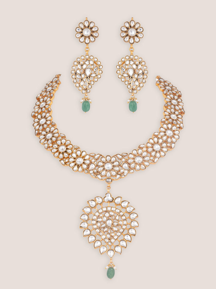 Kaira Gold Finish Kundan Long Set - Zevar by Geeta