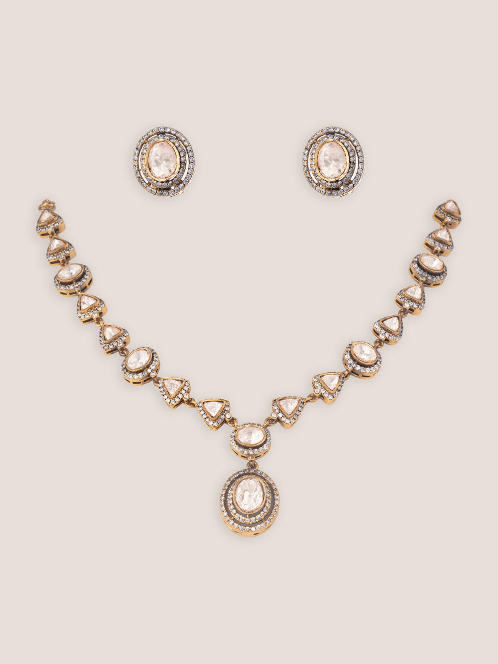 Srishti Two Tone Polki Necklace Set - alternate view