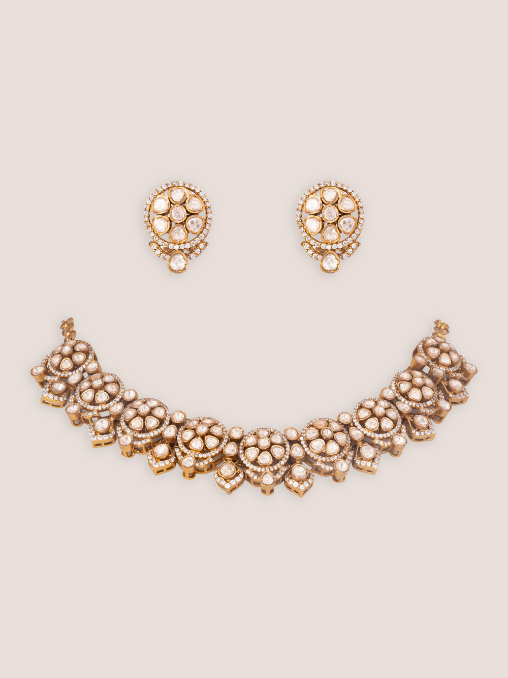 Kairavi Two Tone Polki Necklace Set - alternate view