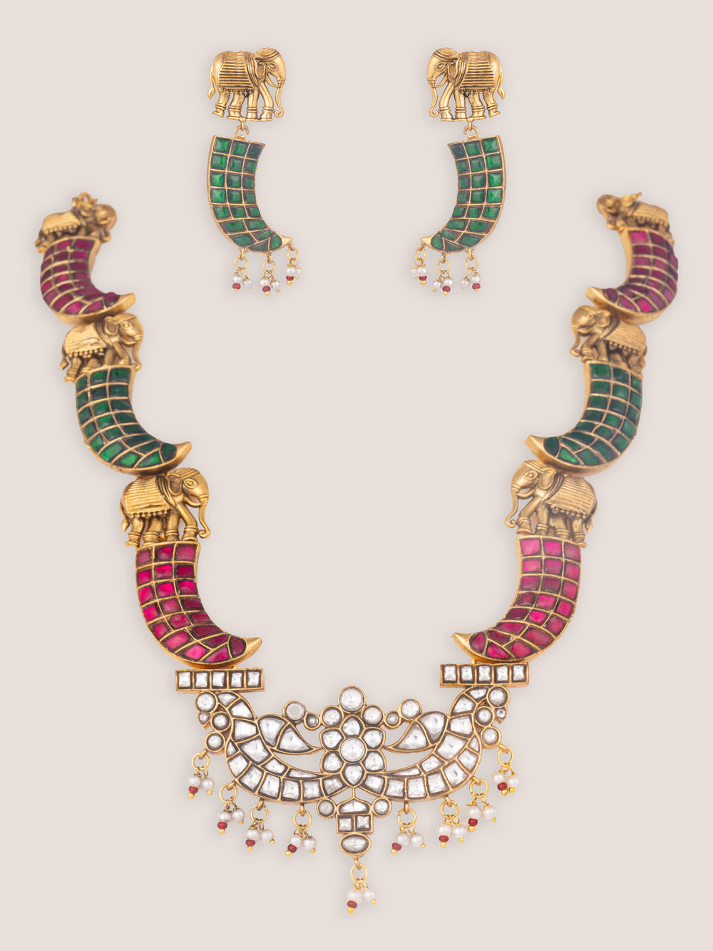 Arohi Multicolor Kundan Long Set - alternate view