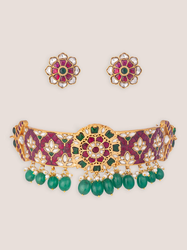 Aahiri Pink Meenakari Kundan Choker