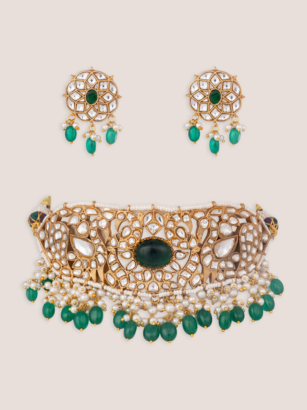 Sumeera Green Pearl Kundan Choker - alternate view
