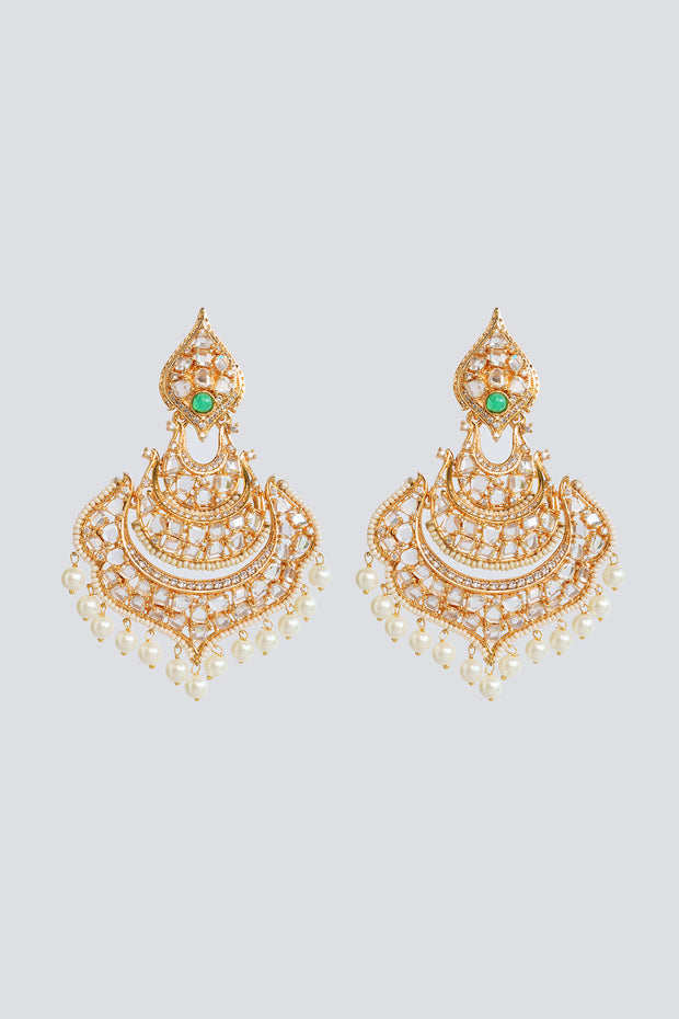 Anjuri Green Kundan Danglers