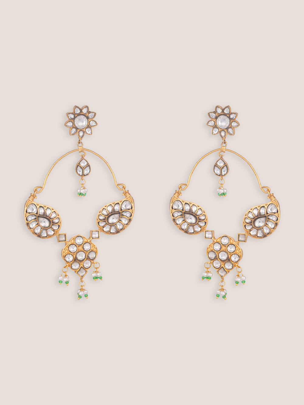 Zafira Gold Finish Kundan Chandbalis - alternate view