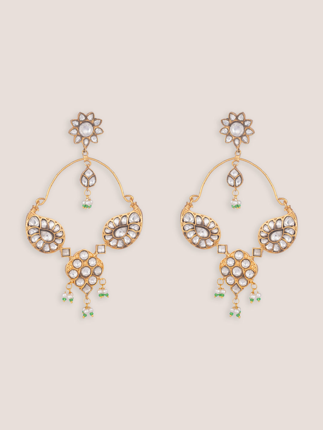 Zafira Gold Finish Kundan Chandbalis