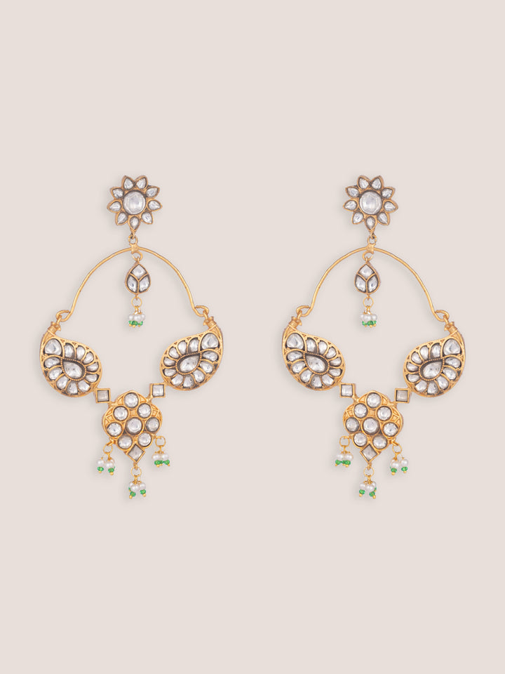 Zafira Gold Finish Kundan Chandbalis