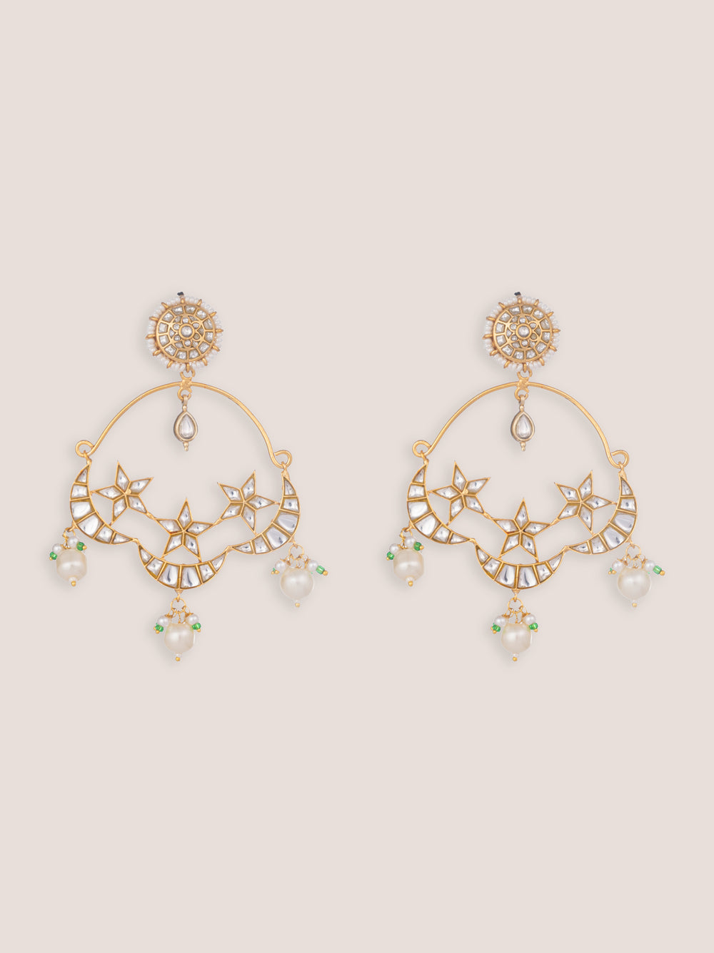 Sitara Gold Finish Kundan Chandbalis - alternate view