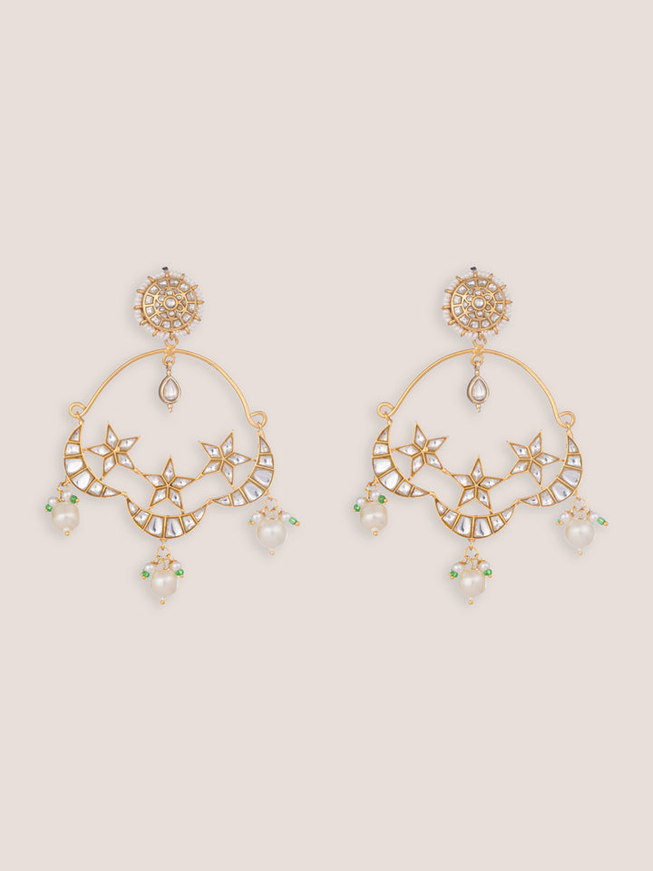 Sitara Gold Finish Kundan Chandbalis