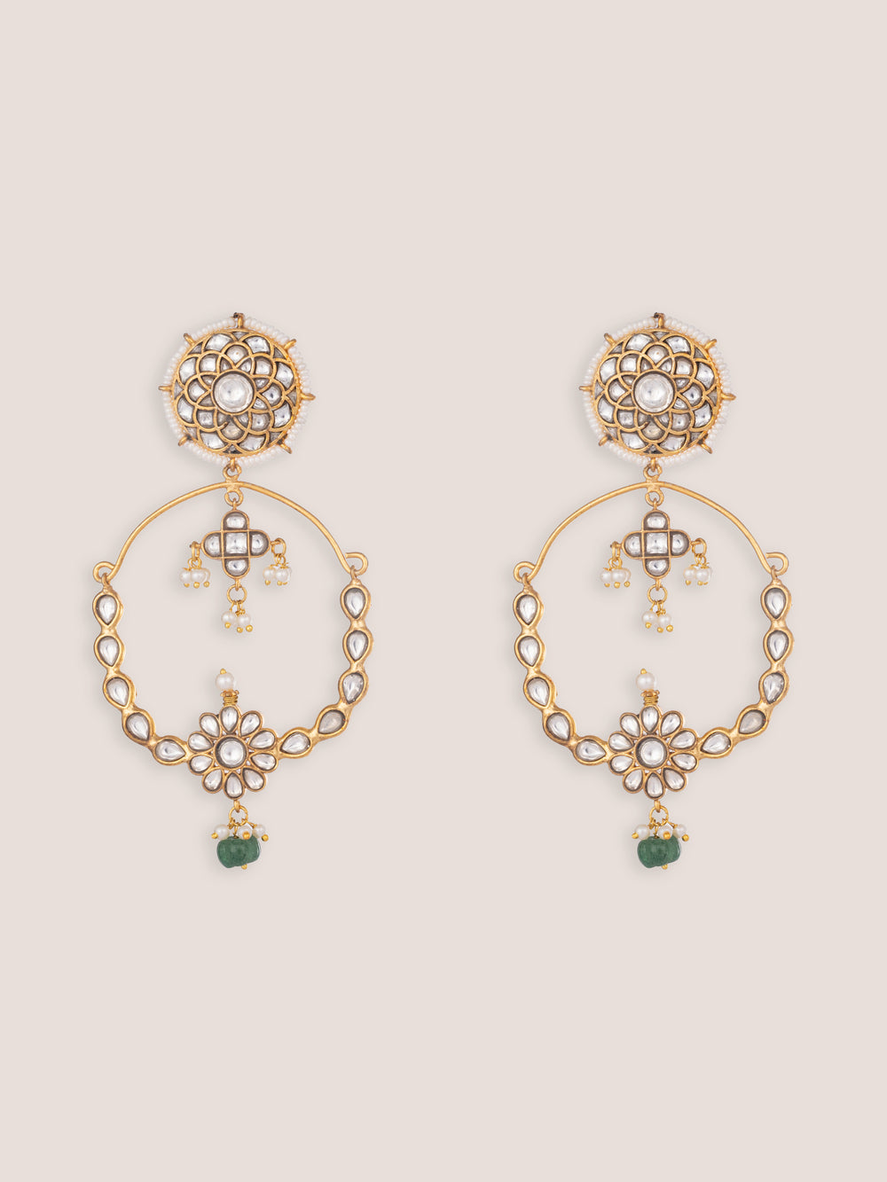 Lumira Gold Finish Kundan Chandbalis - alternate view