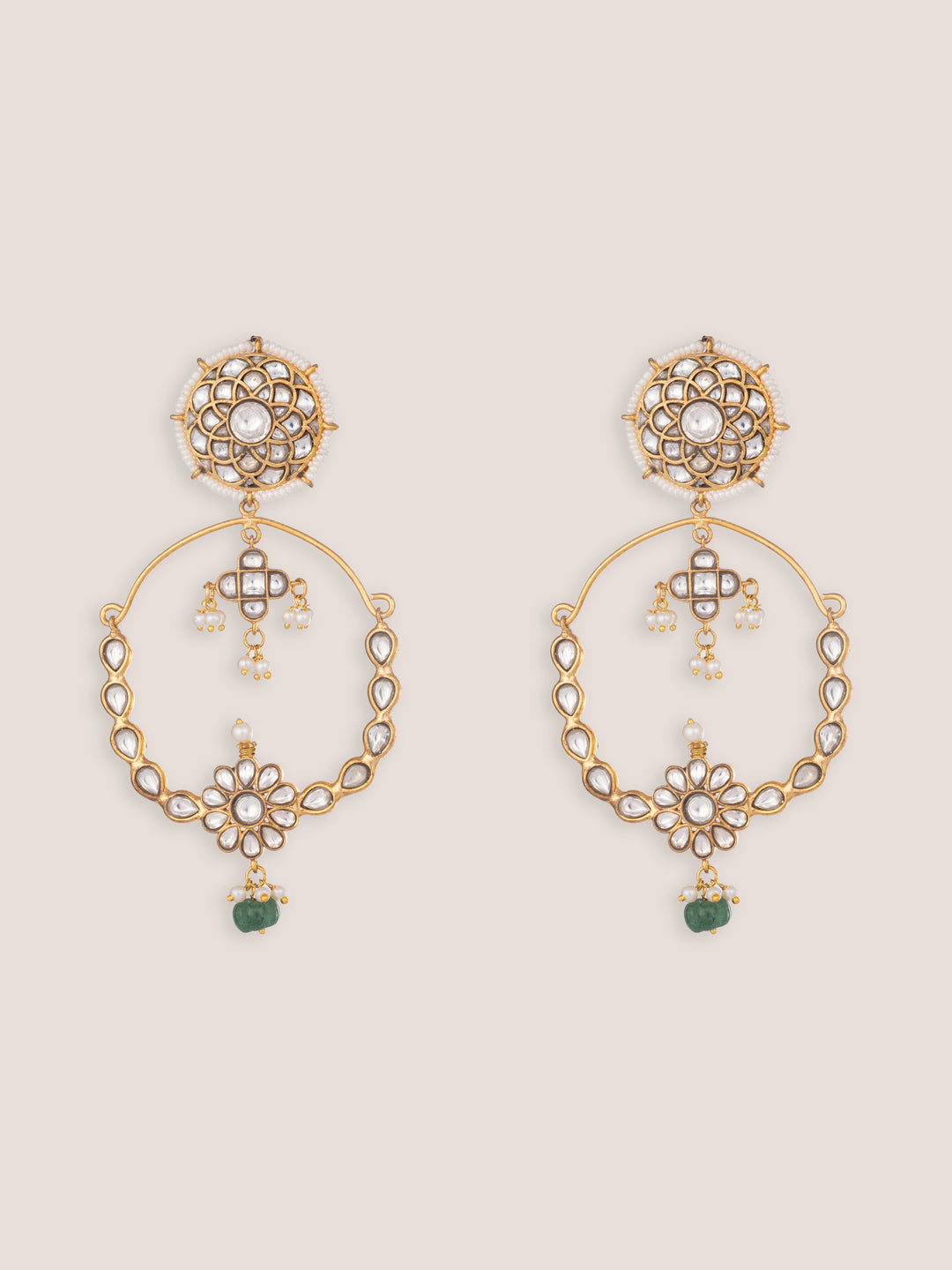 Lumira Gold Finish Kundan Chandbalis