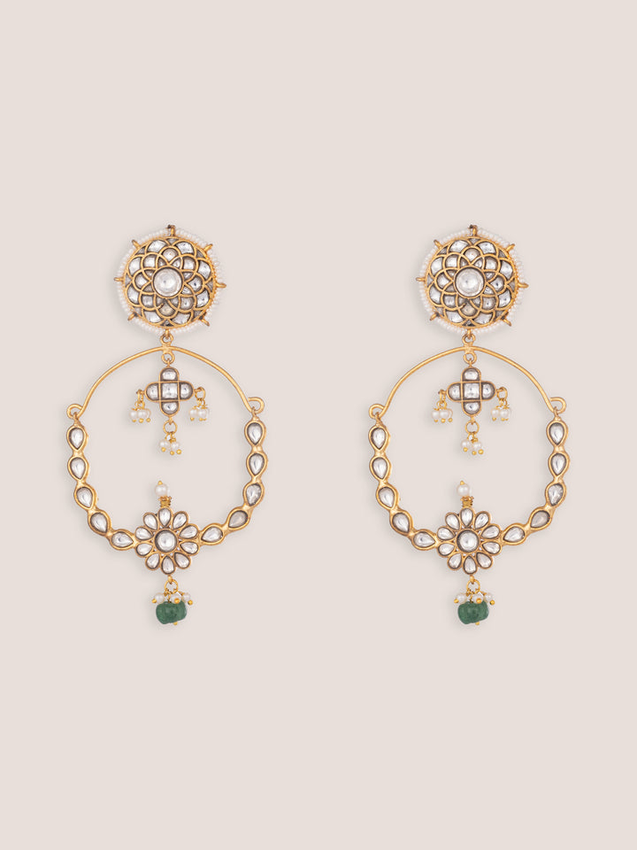Lumira Gold Finish Kundan Chandbalis
