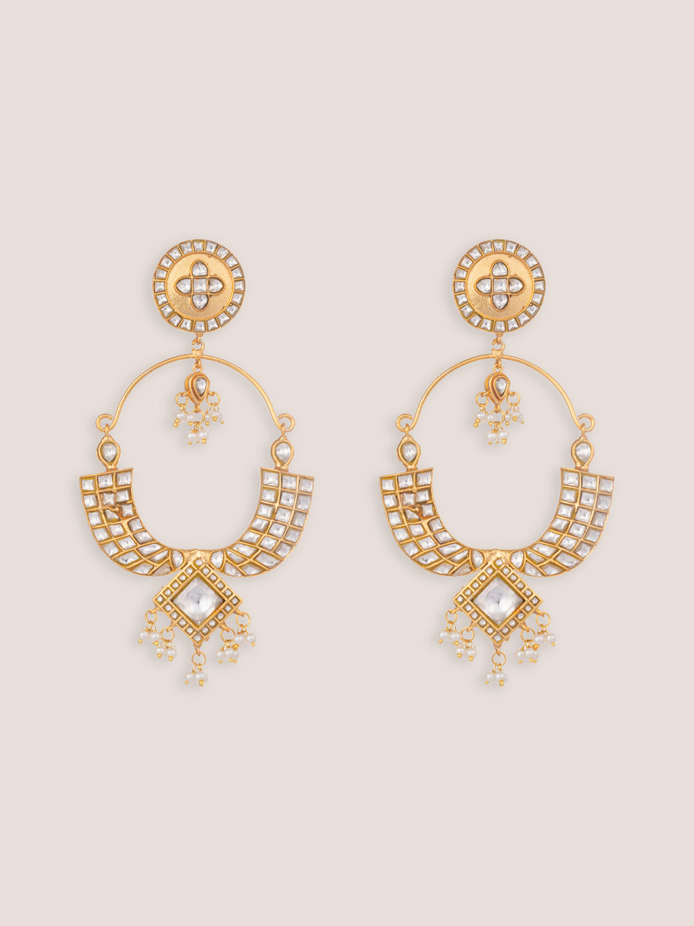 Fira Gold Finish Kundan Chandbalis - alternate view