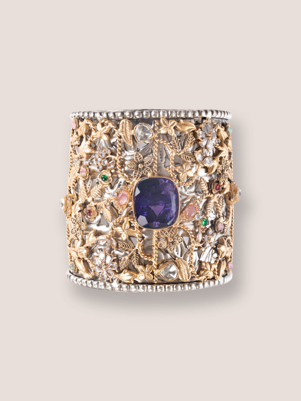 Tanvi Purple Metal Kundan Bracelet - alternate view