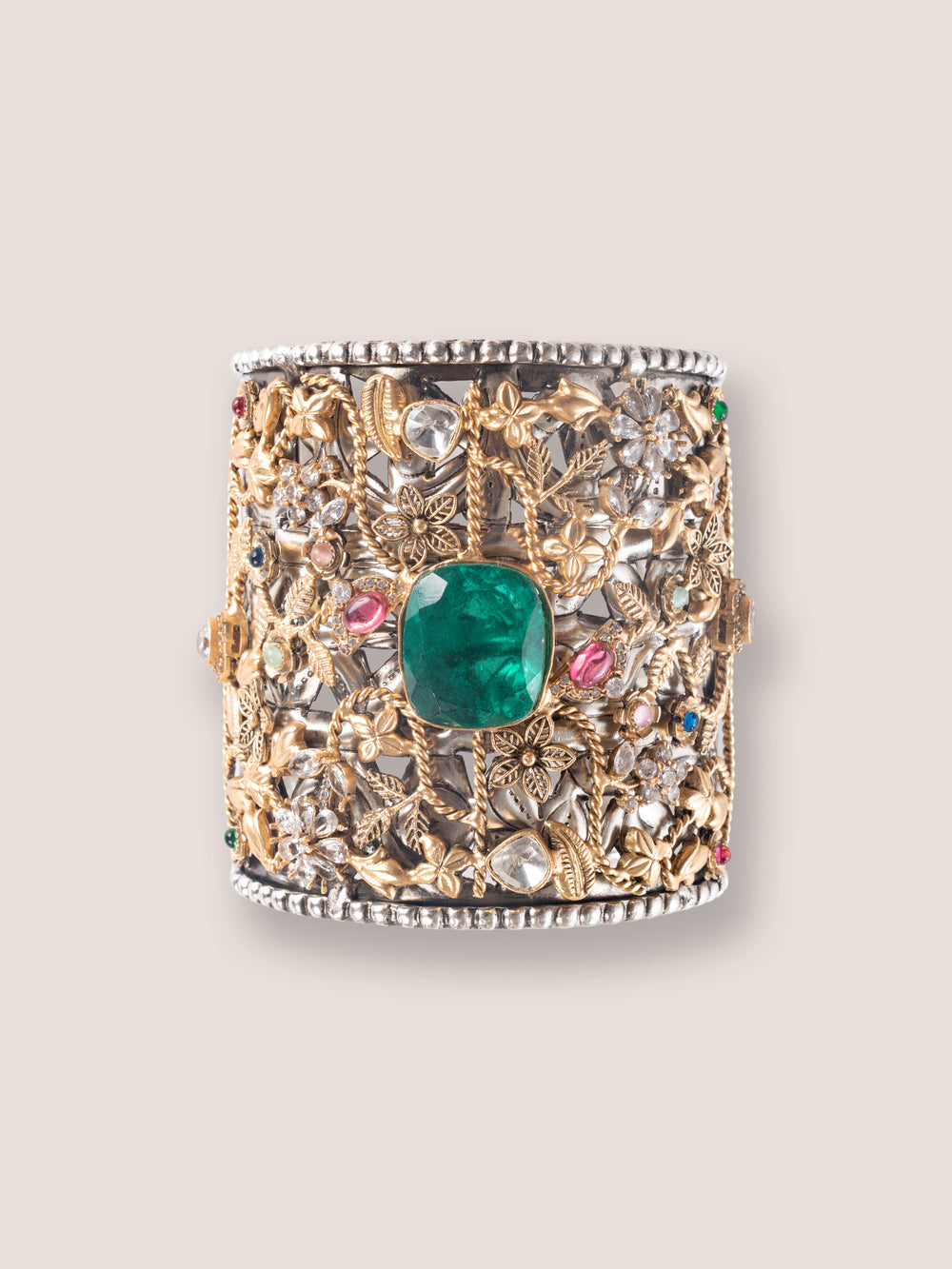 Tanvi Green Metal Kundan Bracelet - alternate view