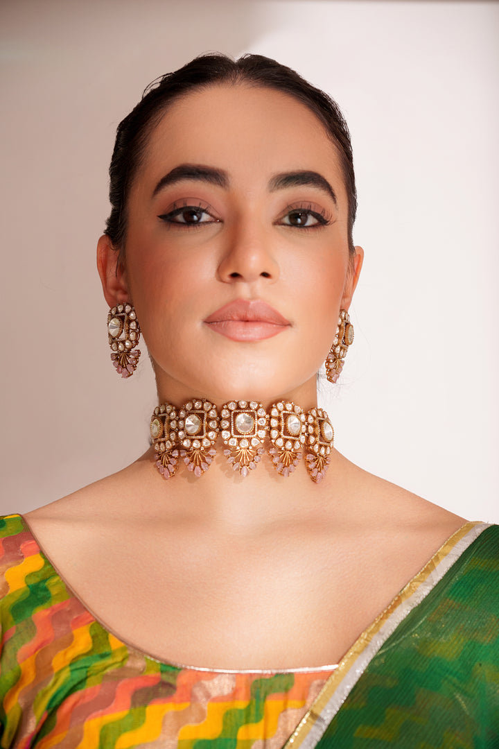Anura Pink Polki Choker
