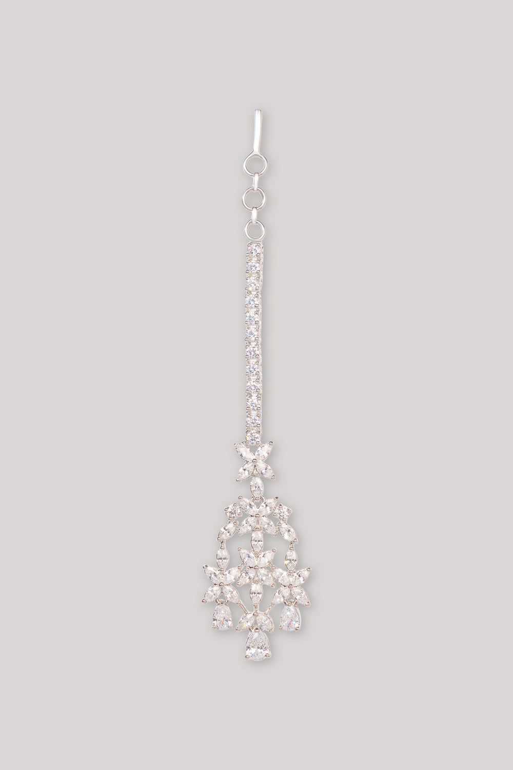 Jiva White Finish Diamond Maangtika - Zevar by Geeta - alternate view