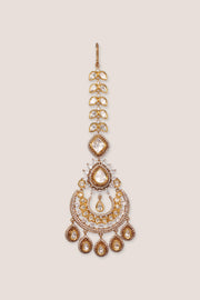 Gul Kundan Maang tikka