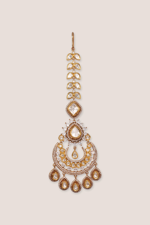 Gul Kundan Maang tikka