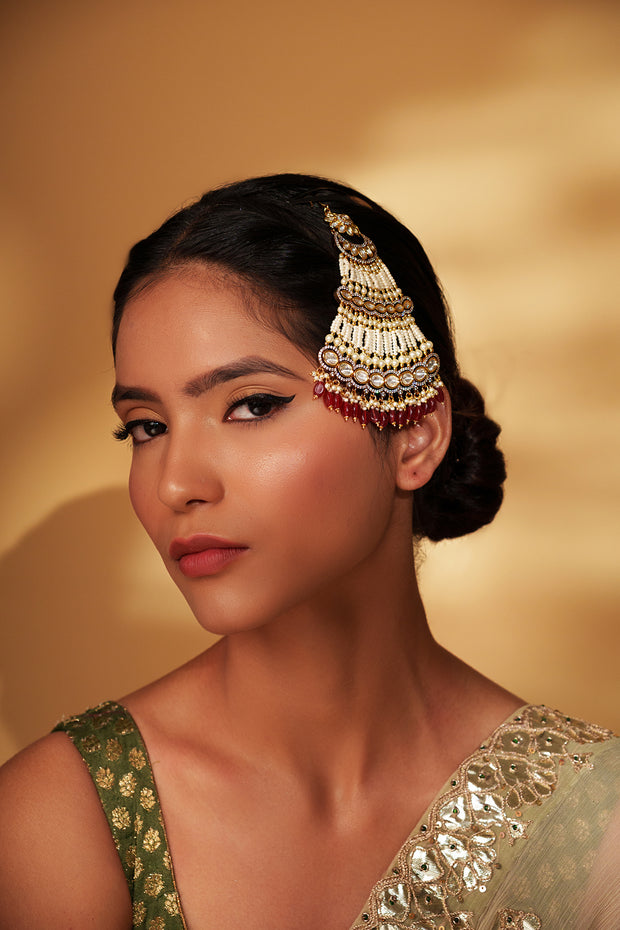 Jasvee Red Kundan Passa