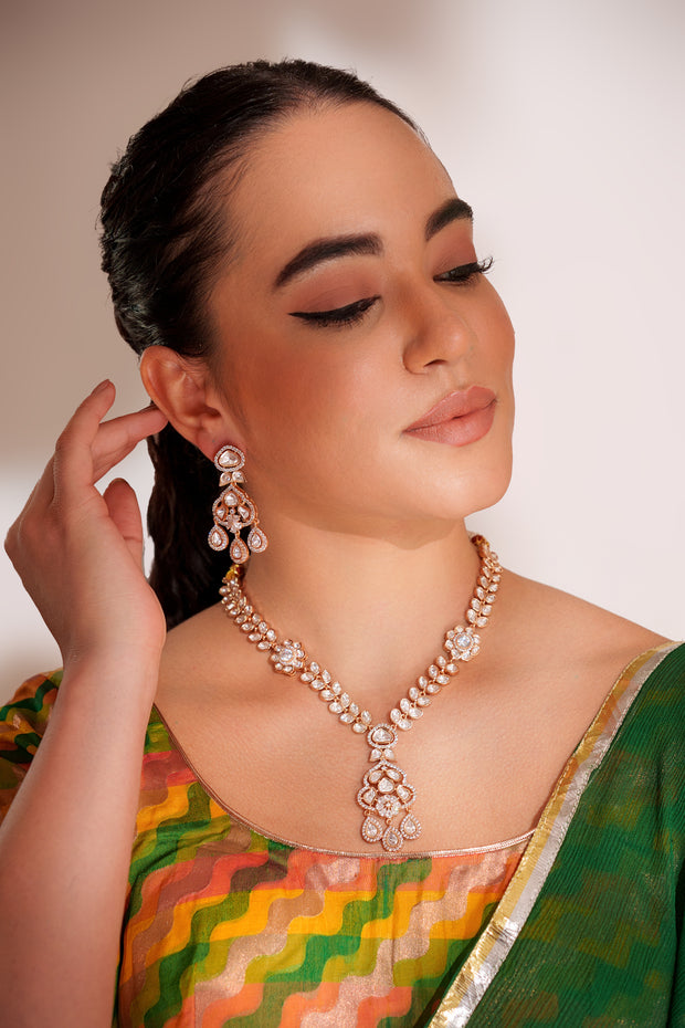 Avenya Long Kundan Necklace Set