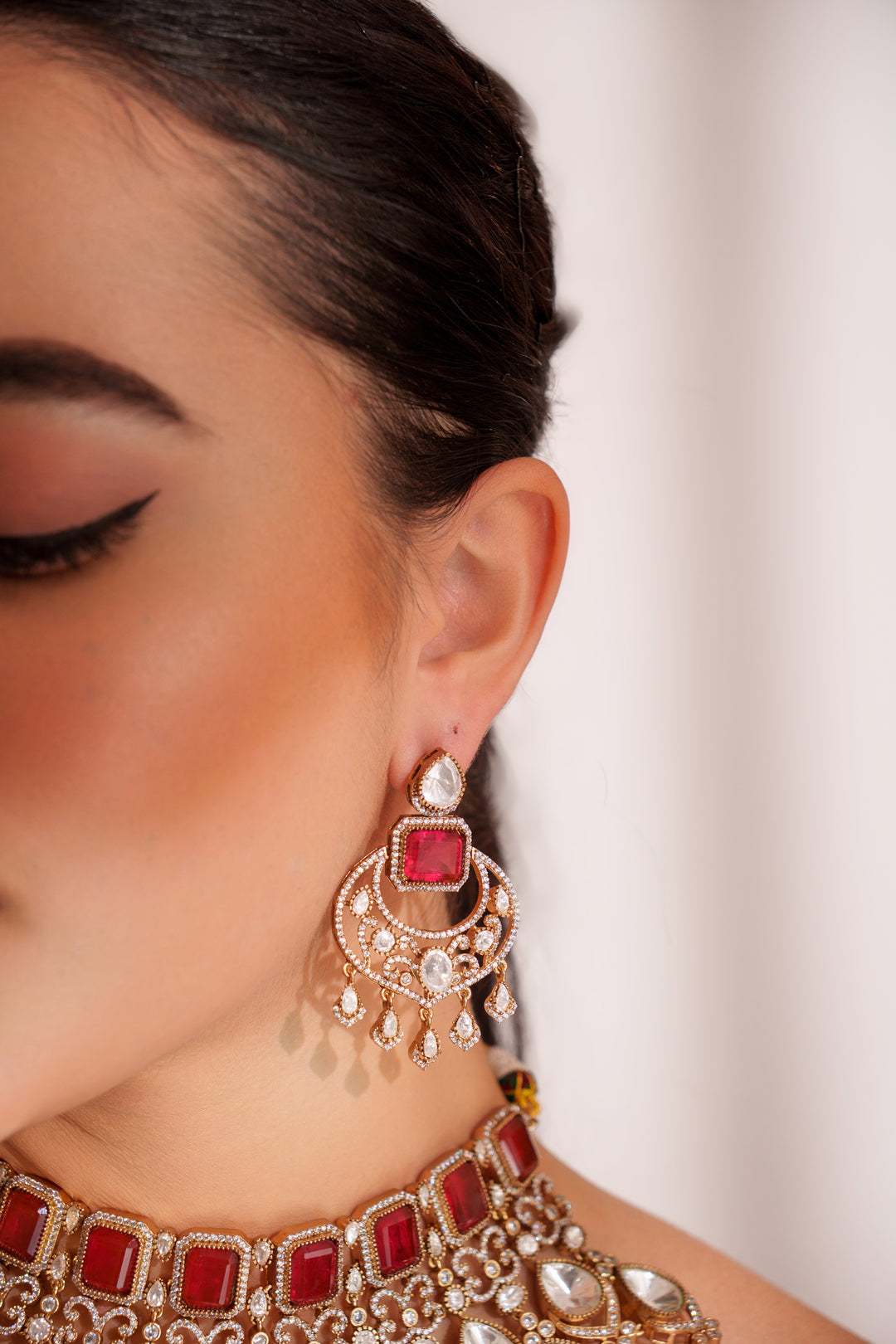 Zubaida Red Polki Bridal Set