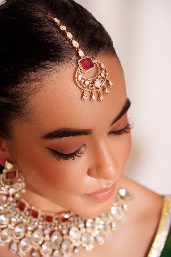 Zubaida Red Polki Bridal Set