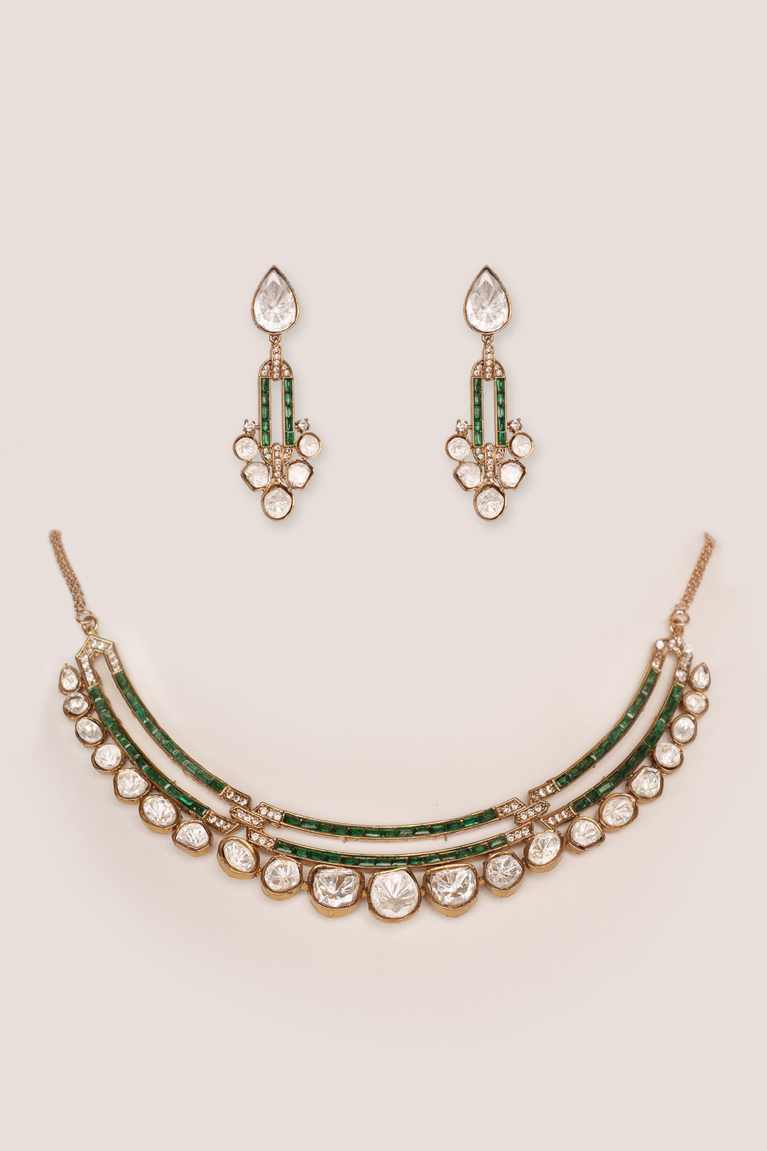 Damaya Green Moissanite Necklace Set