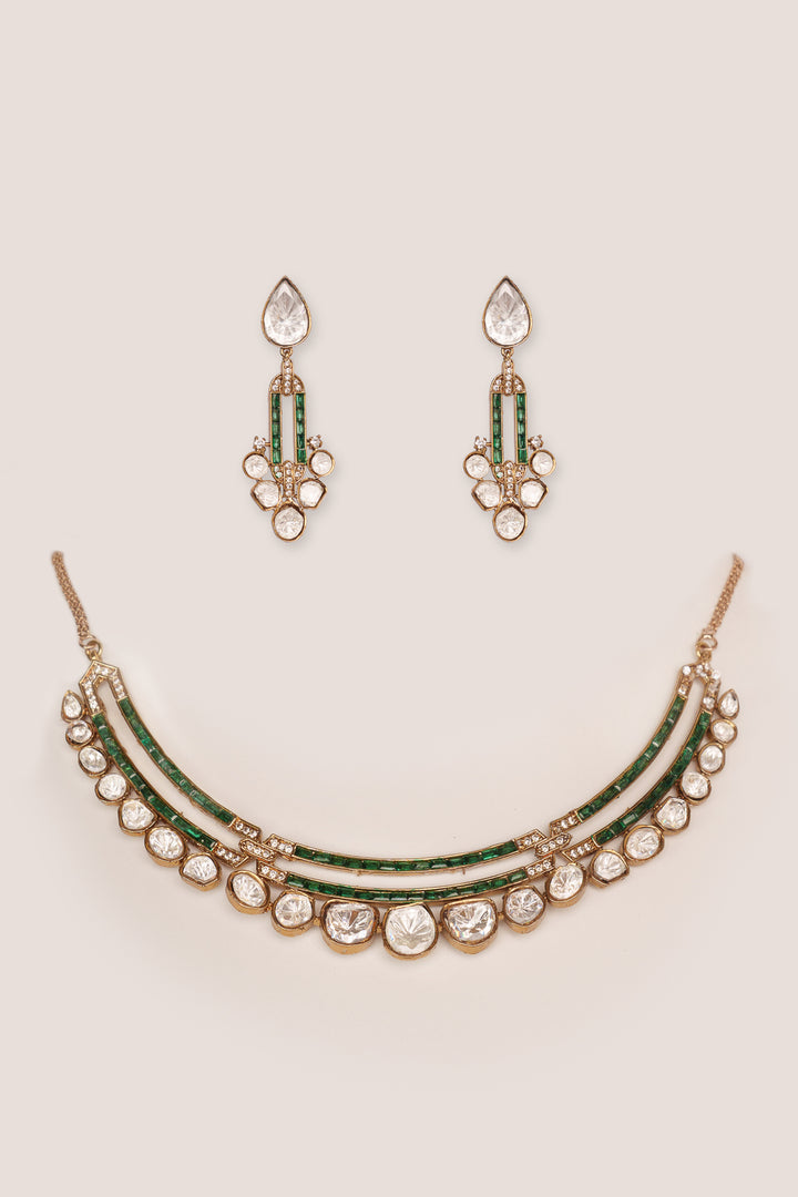 Damaya Green Moissanite Necklace Set