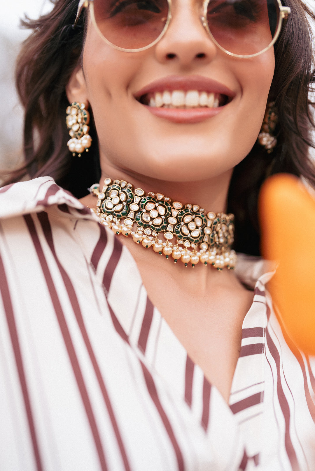 Rishika Green Kundan Choker