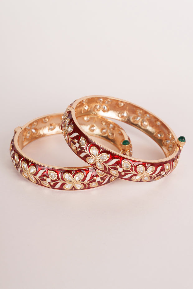 Femina Red Kundan Meenakari Kadas