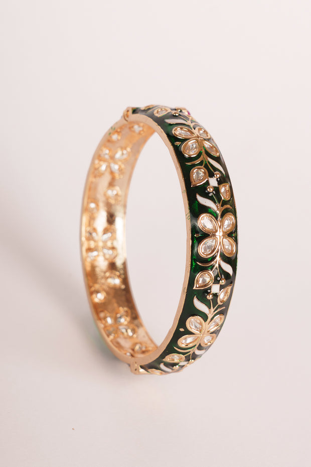 Femina Green Kundan Meenakari Kadas