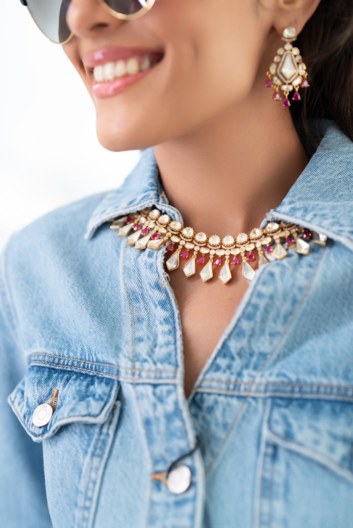 Azira Red Moissanite Necklace Set