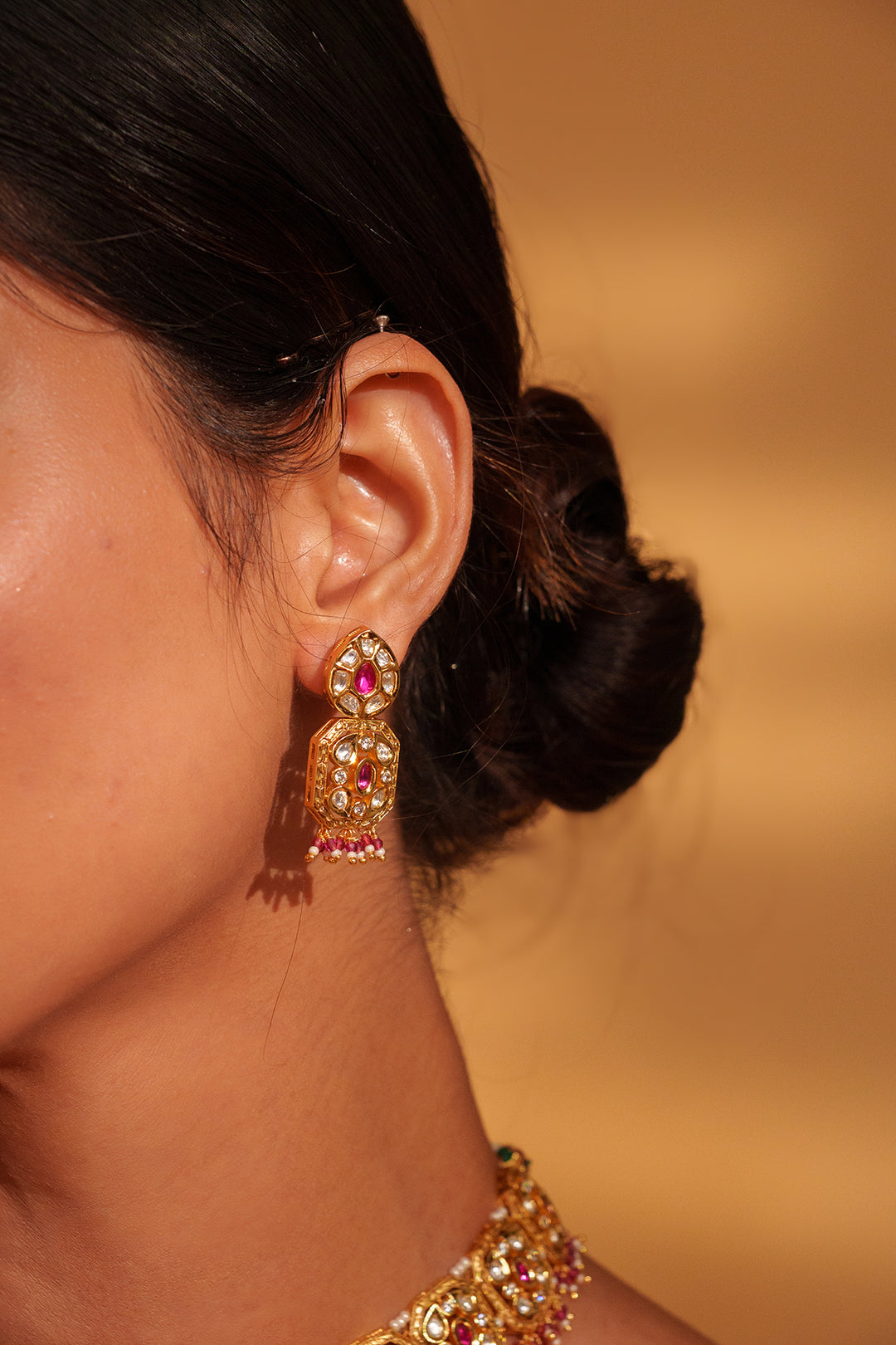 Jahzara Pink Kundan Necklace Set