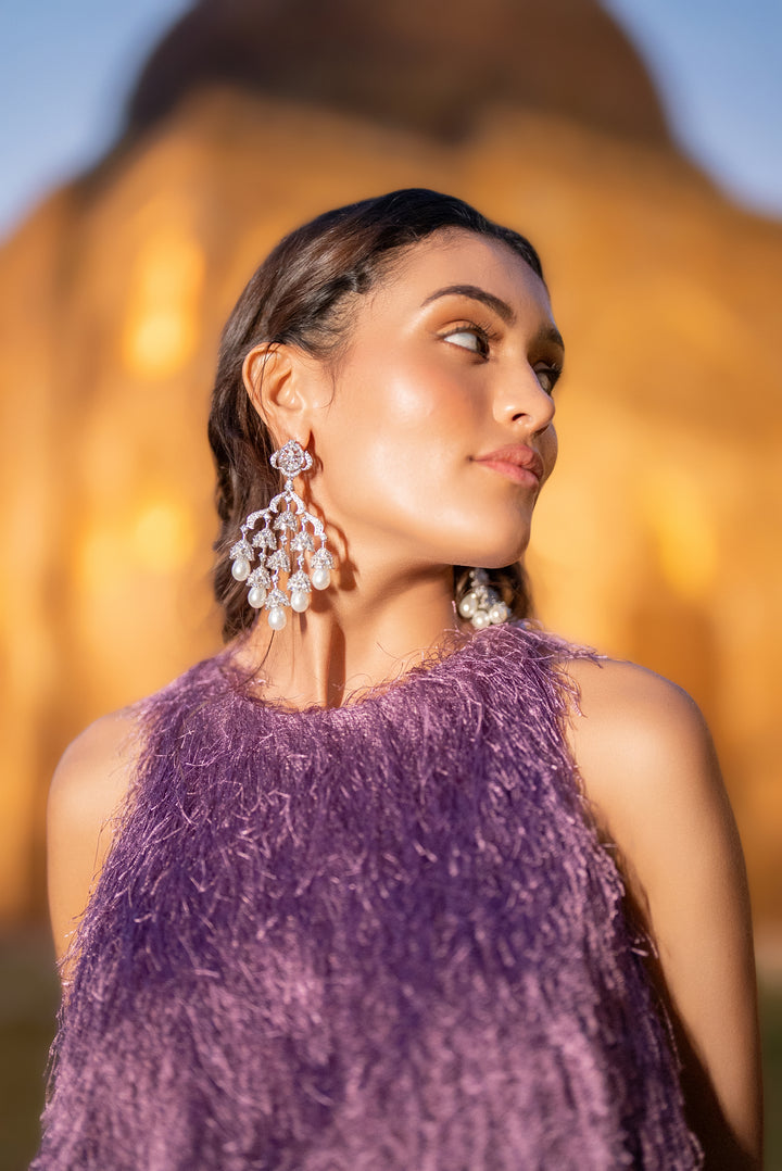 Evra Pearl Drop Diamond Earrings - Zevar by Geeta