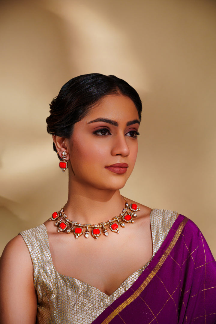 Anjali Orange Necklace Set