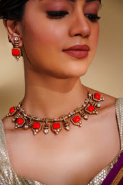 Anjali Orange Necklace Set